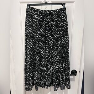 Zara Black & White Polka Dot Midi Skirt, XS